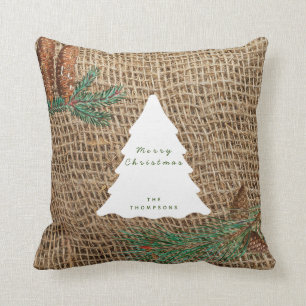 Rustic Pine Forest Christmas Tree Cushion