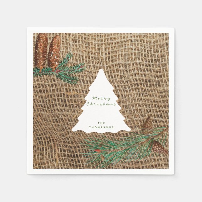 Rustic Pine Forest Christmas Tree  Napkin (Front)