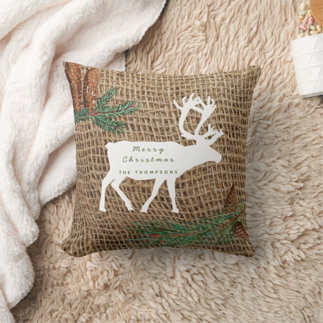 Rustic Pine Forest Deer Cushion (Blanket)