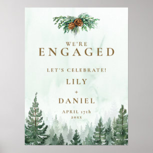 Rustic Pine Forest Engagement Party Welcome Sign
