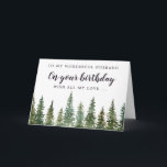 Rustic Pine Forest Husband Birthday  Card<br><div class="desc">Watercolor rustic pine trees happy birthday card. Customisable</div>