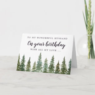 Rustic Pine Forest Husband Birthday  Card