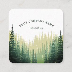 Rustic Pine Forest Logo Square Business Card