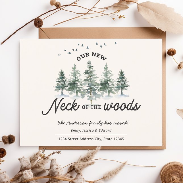 Rustic Pine Forest New Address Moving Announcement Postcard (Creator Uploaded)