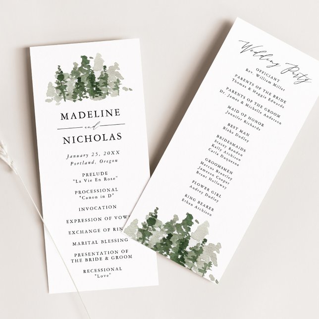 Rustic Pine Forest Wedding Ceremony Program (Creator Uploaded)