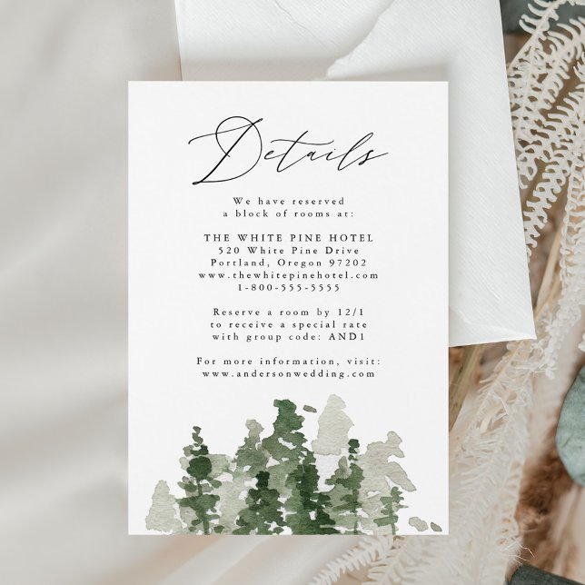 Rustic Pine Forest Wedding Details Enclosure Card (Creator Uploaded)