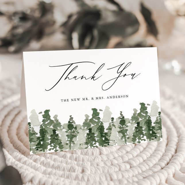 Rustic Pine Forest Wedding Folded Thank You Card (Creator Uploaded)