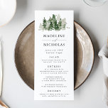 Rustic Pine Forest Wedding Menu Card<br><div class="desc">Elegant custom wedding menu card featuring a forest of dark hunter green & sage watercolor pine trees at the top with your name, wedding date, and menu details shown below. The menu reverses to a dark hunter green background with space for text and photos. Designed to coordinate with our Rustic...</div>