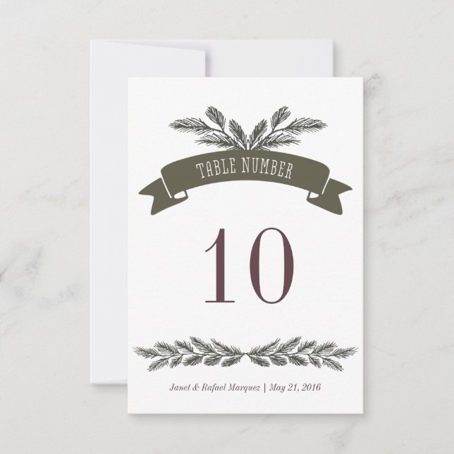 Rustic Pine Needle Table Number (Front)