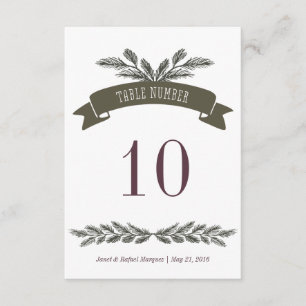 Rustic Pine Needle Table Number