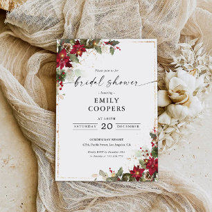 Rustic Pine Poinsettia Bridal Shower Invitation