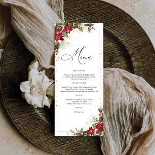 Rustic Pine Poinsettia Floral Wedding Menu