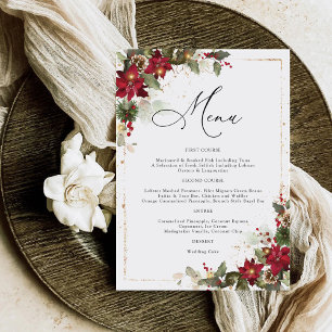 Rustic Pine Poinsettia Floral Wedding Menu