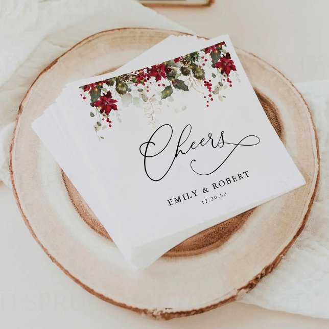 Rustic Pine Poinsettia Wedding Napkins (Creator Uploaded)