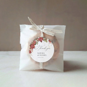 Rustic Pine Poinsettia Wedding Sticker