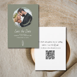 Rustic Pine Tree Casual Sage Green Wedding Save The Date