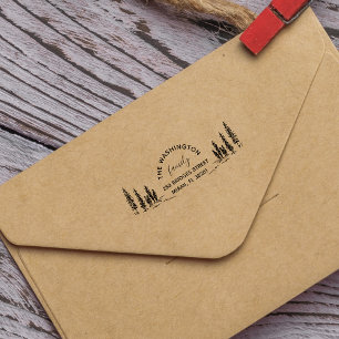 Rustic Pine-tree Family Return Address Self-inking Stamp