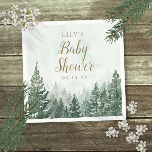 Rustic Pine Tree Forest Baby Shower Napkin