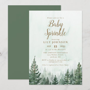 Rustic Pine Tree Forest Baby Shower Sprinkle Invitation