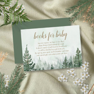 Rustic Pine Tree Forest Books For Baby Enclosure Card