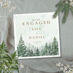 Rustic Pine Tree Forest Engagement Party Napkin