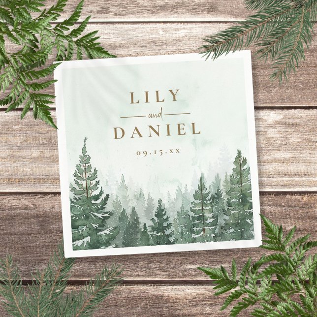 Rustic Pine Tree Forest Wedding Napkin (Rustic Pine Tree Forest Wedding Napkins)