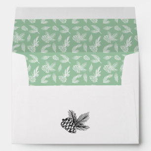 Rustic Pine Tree Mint Holiday Greeting Card Envelope