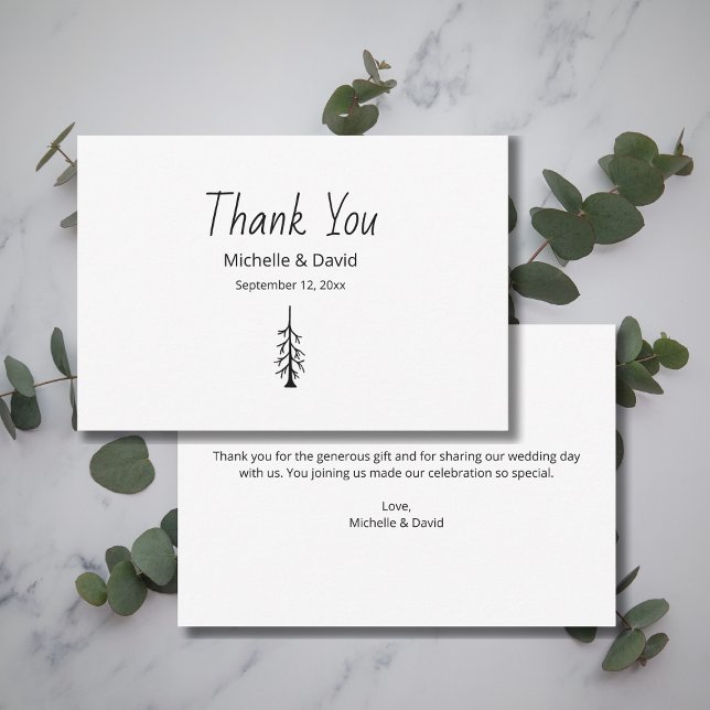 Rustic Pine Tree Modern Casual Wedding Thank You Card (Creator Uploaded)