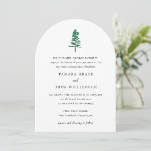 Rustic Pine Tree Modern Wedding Invitation