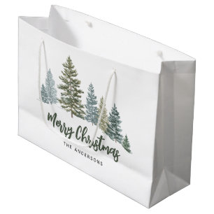Rustic Pine Tree Personalised Christmas Large Gift Bag