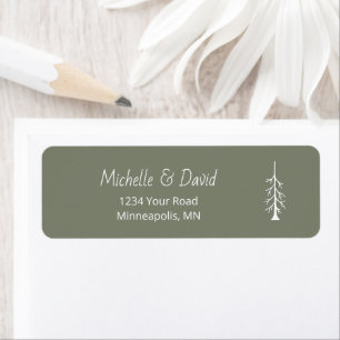 Rustic Pine Tree Sage Green Wedding Return Address Label