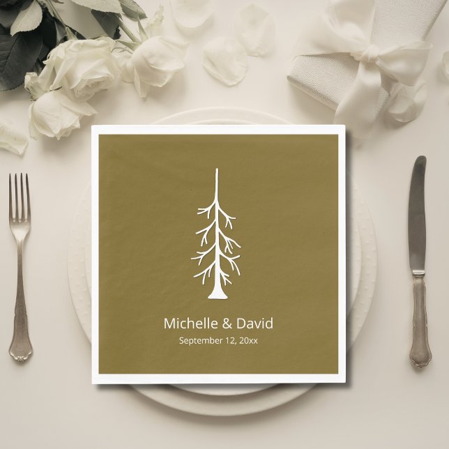 Rustic Pine Tree Woodland Casual Wedding Brown Napkin (Creator Uploaded)