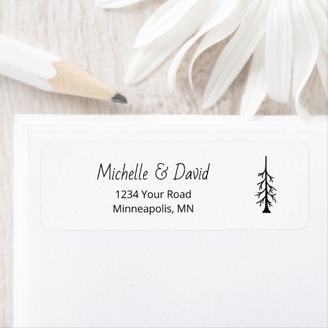 Rustic Pine Tree Woodland Wedding Return Address Label (Insitu)