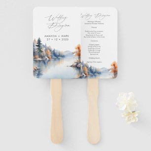 Rustic Pine Trees Adventure Wedding Program Hand Fan