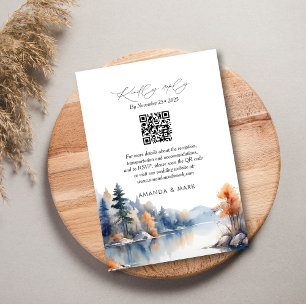 Rustic Pine trees Adventure Wedding RSVP Card