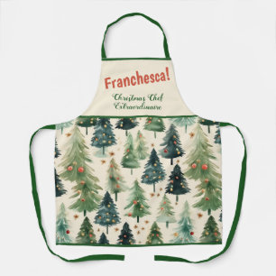 Rustic Pine Trees Christmas Apron