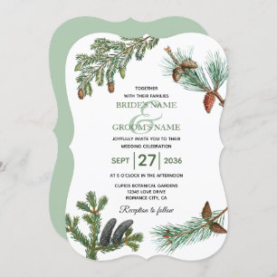 Rustic Pine Trees Forest Greenery Wedding Invitation