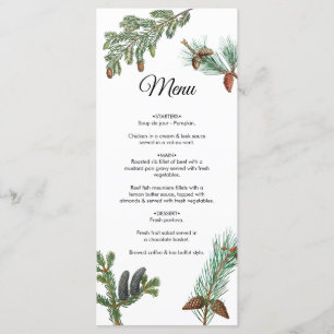 Rustic Pine Trees Forest Greenery Wedding  Menu
