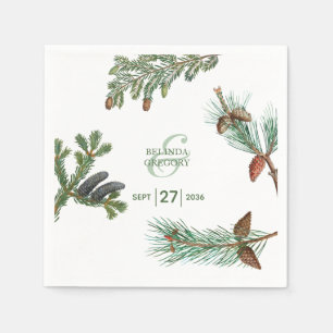 Rustic Pine Trees Forest Greenery Wedding  Napkin