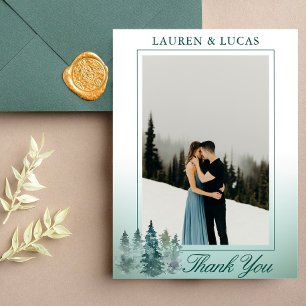 Rustic Pine Trees Forest Thank You Wedding PHOTO Card