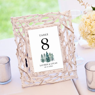 Rustic Pine Trees Forest Woodland Wedding Table Number