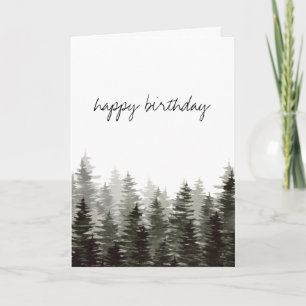 Rustic Pine Trees Happy Birthday Card