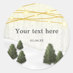Rustic Pine Trees in Winter Wedding December Snow Classic Round Sticker
