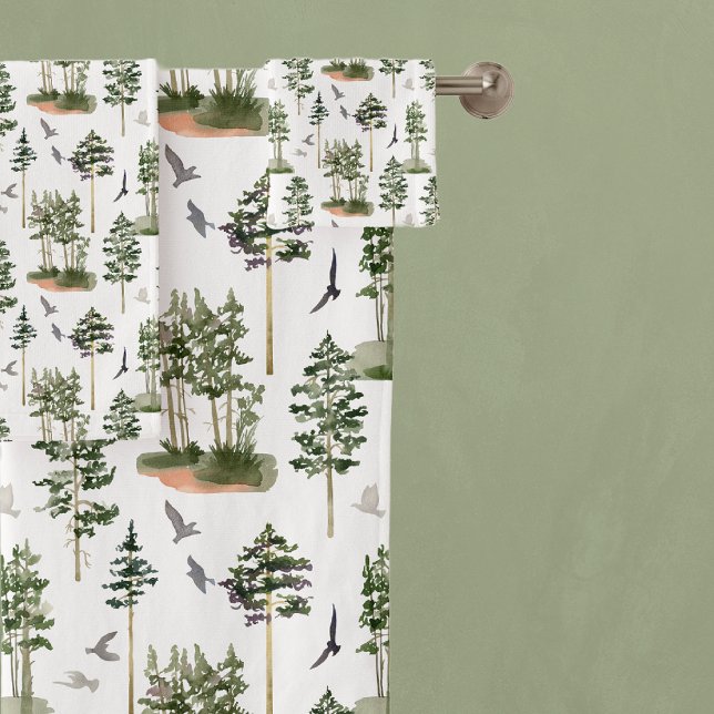 Rustic Pine Trees pattern Bath Towel Set (Creator Uploaded)