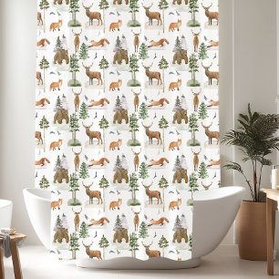 Rustic Pine Trees pattern Shower Curtain