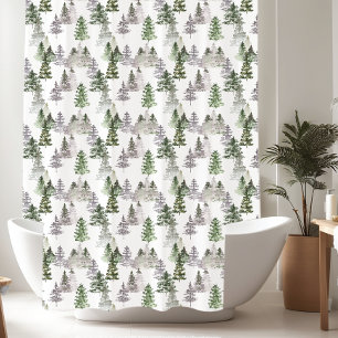 Rustic Pine Trees pattern Shower Curtain