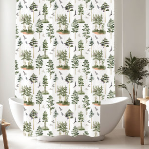 Rustic Pine Trees pattern Shower Curtain