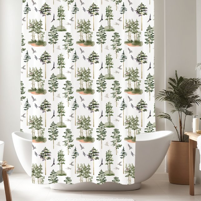 Rustic Pine Trees pattern Shower Curtain (Creator Uploaded)