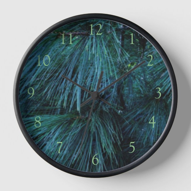 Rustic Pine trees pine forest green evergreen   Clock (Front)