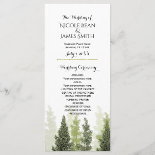 Rustic Pine Trees Simple Country Wedding Program